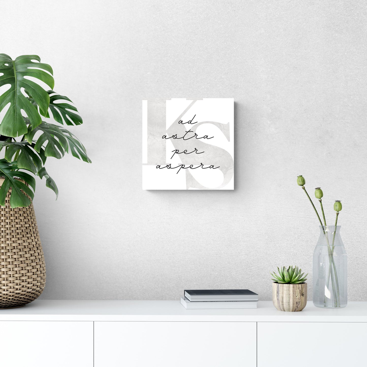 Minimalist B&W Kansas Ad Astra Per Aspera | Wood Sign | Eaches | Min 2