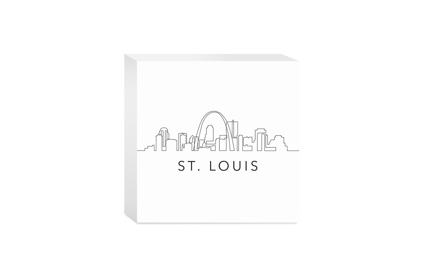 Minimalist B&W Missouri St Louis Skyline | Wood Block | Eaches | Min 4