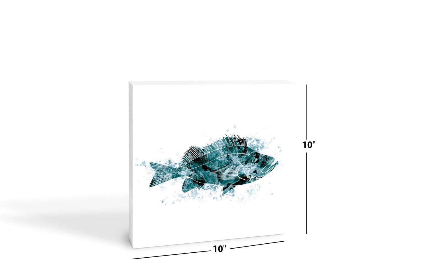 Blue White Water Color Red Fish | Wood Block | Eaches | Min 2