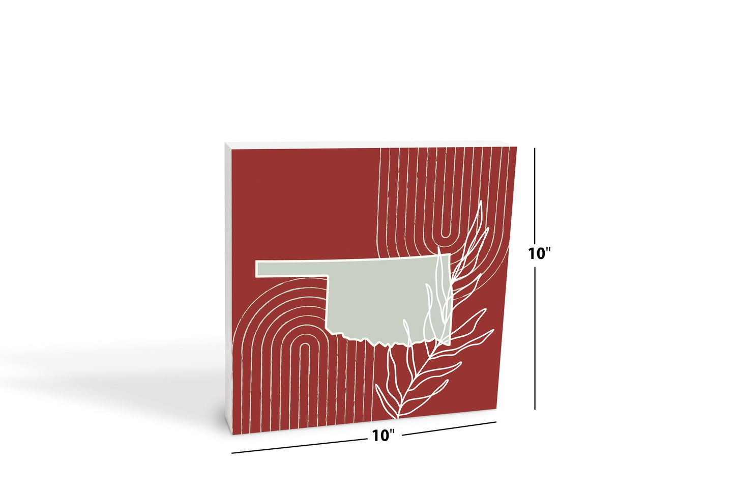 Modern Minimalist Oklahoma State Shape With Leaf | Wood Block | Eaches | Min 2