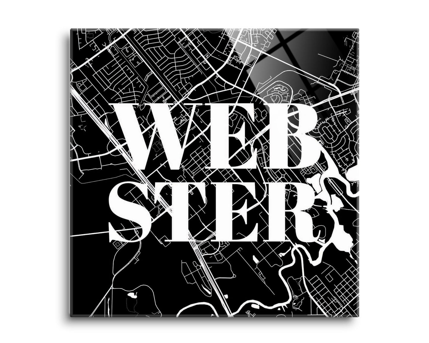 Minimalistic B&W Texas Webster Map | Hi-Def Glass Art | Eaches | Min 2