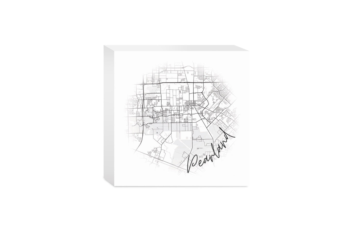 Minimalistic B&W Texas Pearland City Circle Map | Wood Block | Eaches | Min 4