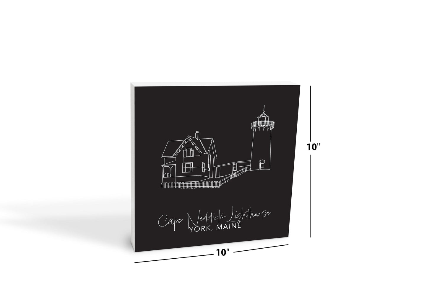 Black Cape Neddick Lighthouse | Wood Block | Eaches | Min 2