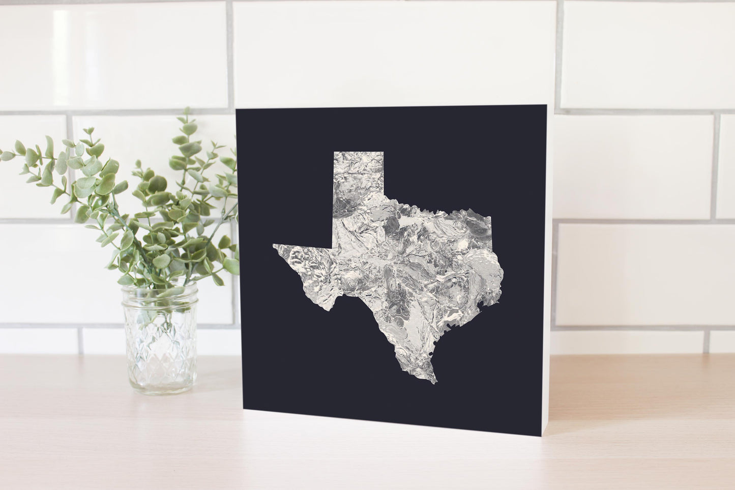 Modern Minimalist Texas Metal State Shape | Wood Block | Eaches | Min 2