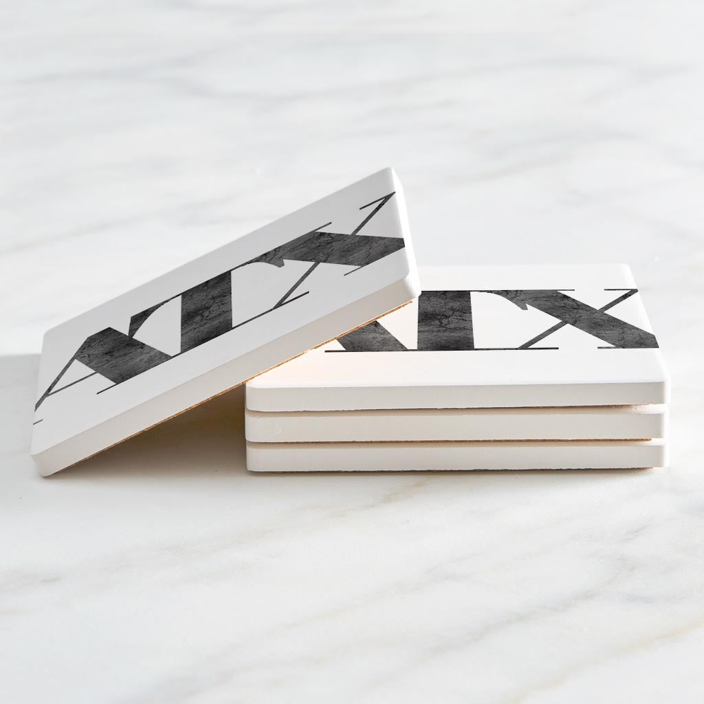 Minimalistic B&W Texas Austin White Initials | Absorbent Coasters | Set of 4 | Min 2