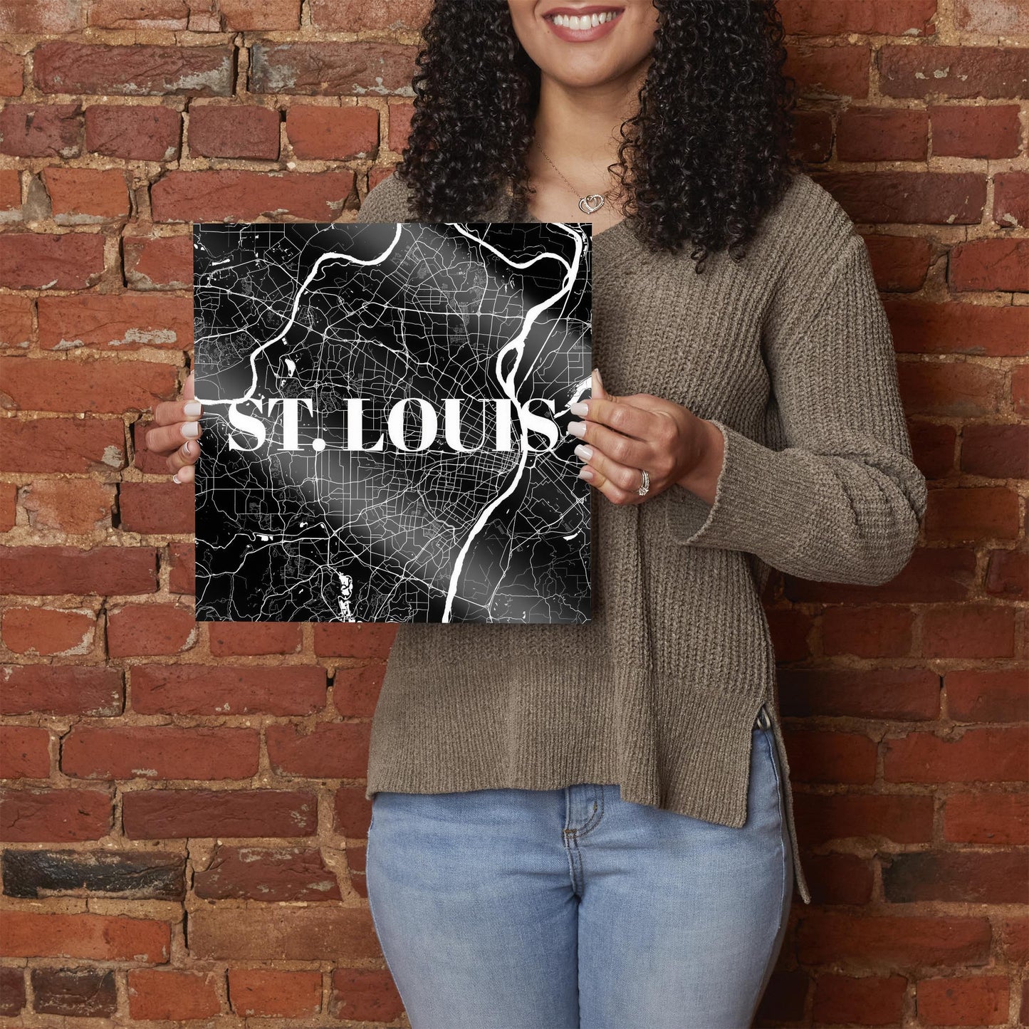 Minimalist B&W Missouri St Louis Map | Hi-Def Glass Art | Eaches | Min 1