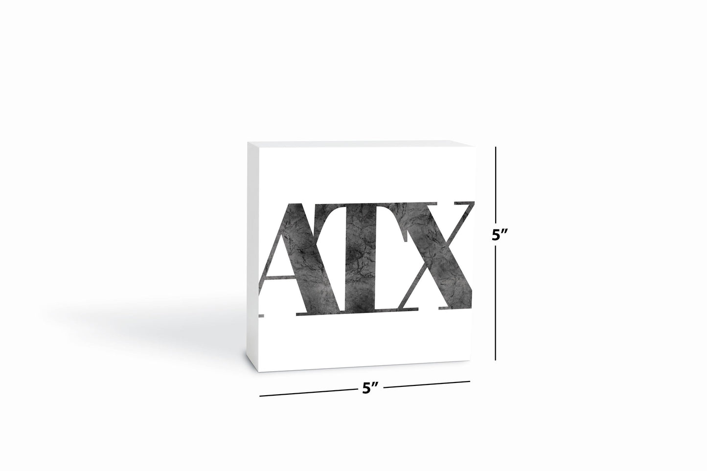 Minimalistic B&W Texas Austin White Initials | Wood Block | Eaches | Min 4