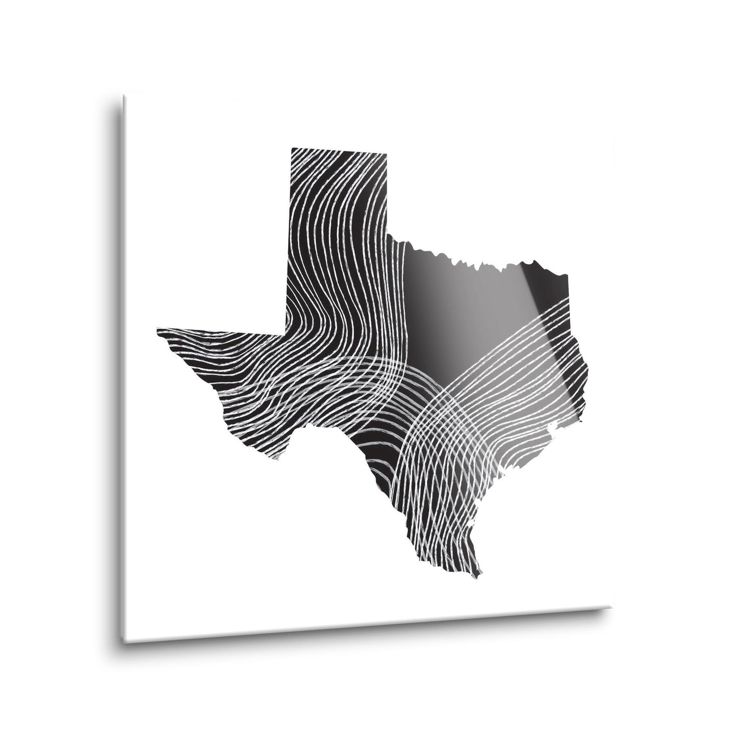 Modern Texas State Shape With Fluid Lines | Hi-Def Glass Art | Eaches | Min 1