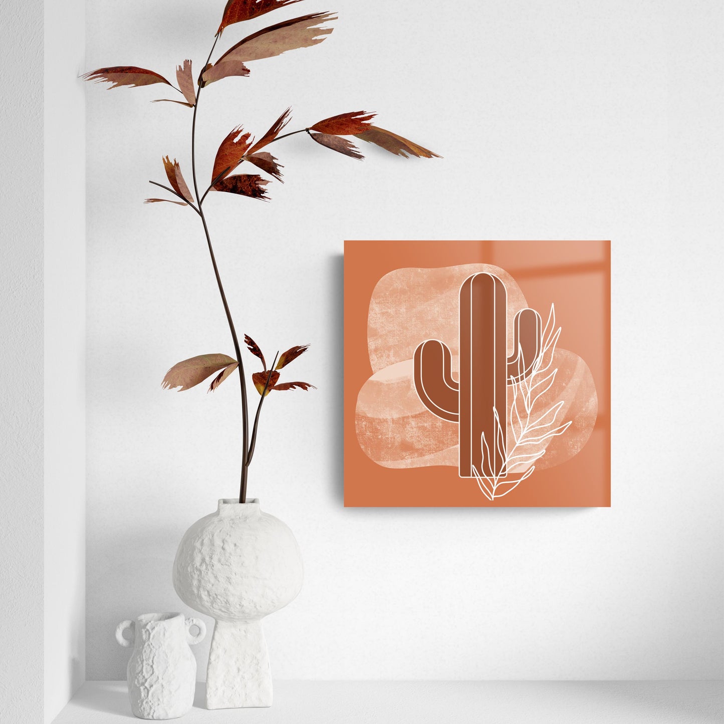 Modern Minimalist Texas Cactus | Hi-Def Glass Art | Eaches | Min 2