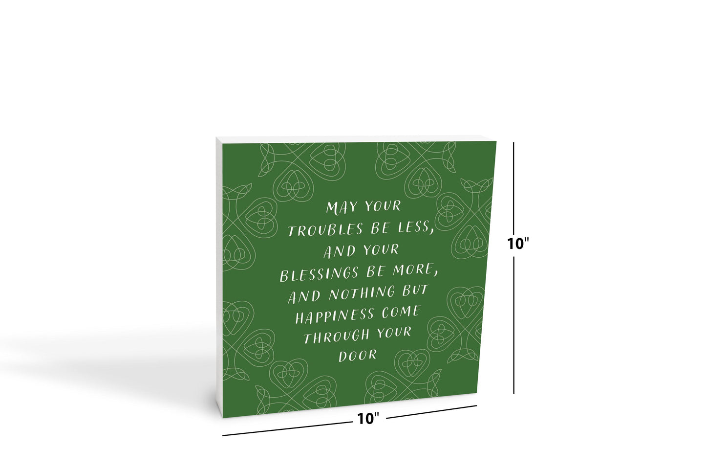 Dark Green Shamrock Irish Blessings Poem | Wood Block | Eaches | Min 2
