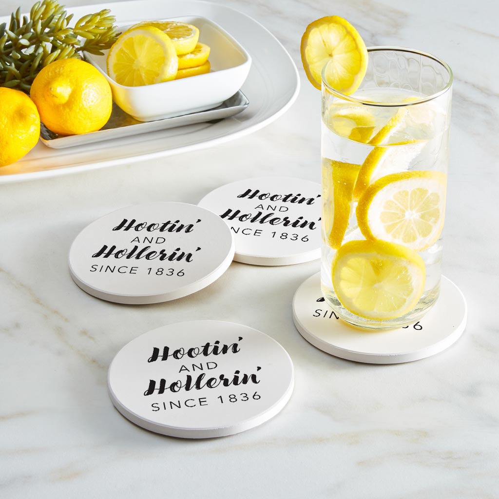B&W Minimalist Arkansas Hootin Hollerin | Absorbent Coasters | Set of 4 | Min 2