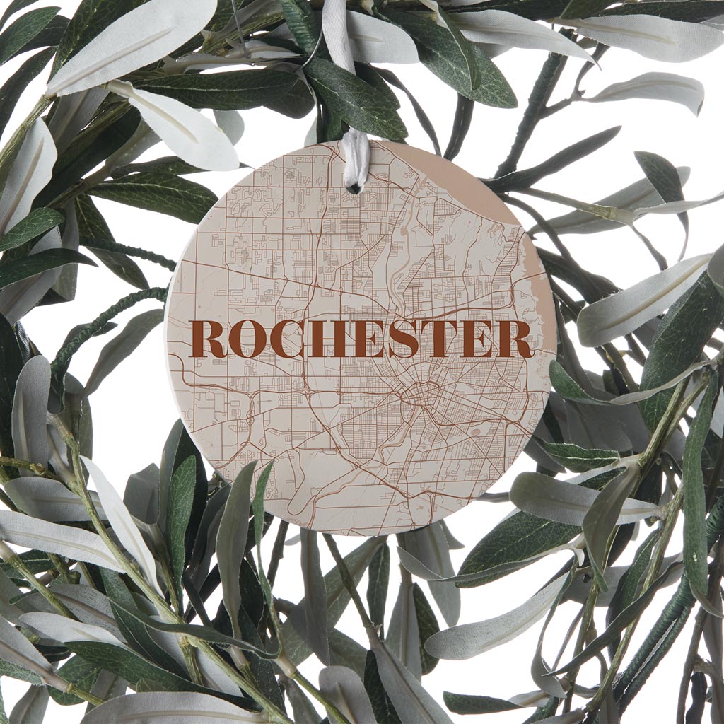 Modern Minimalist New York Rochester Map| Wood Ornament | Eaches | Min 6
