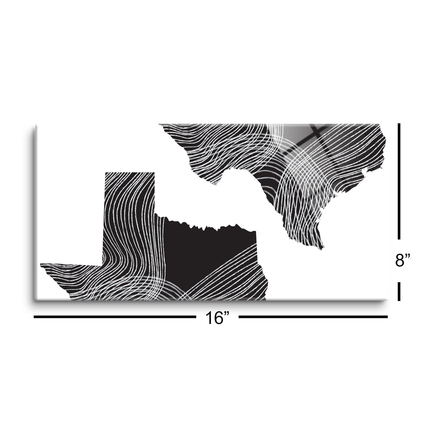 Modern Texas State Shape With Fluid Lines | Hi-Def Glass Art | Eaches | Min 2