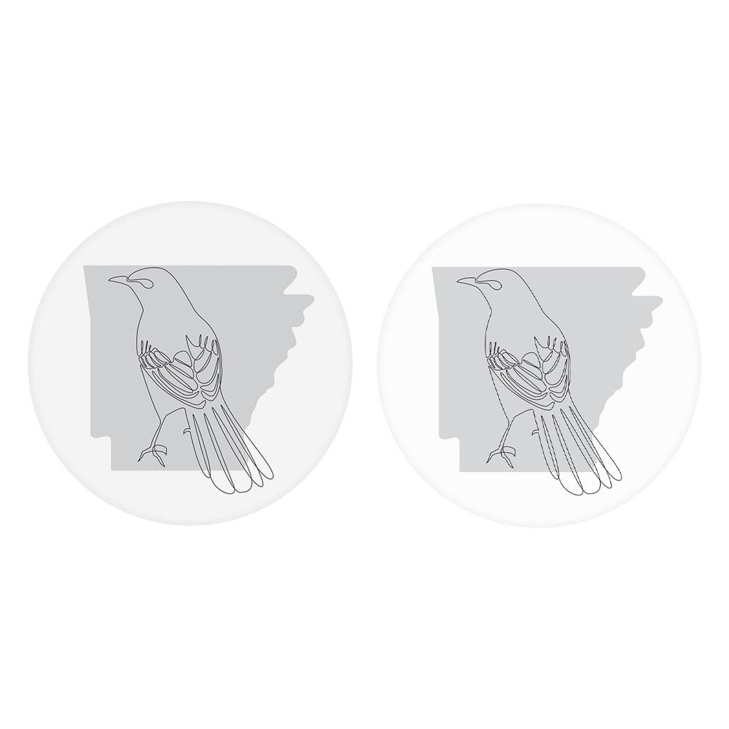 B&W Minimalist Arkansas Single Line Bird| Absorbent Car Coasters | Set of 2 | Min 4