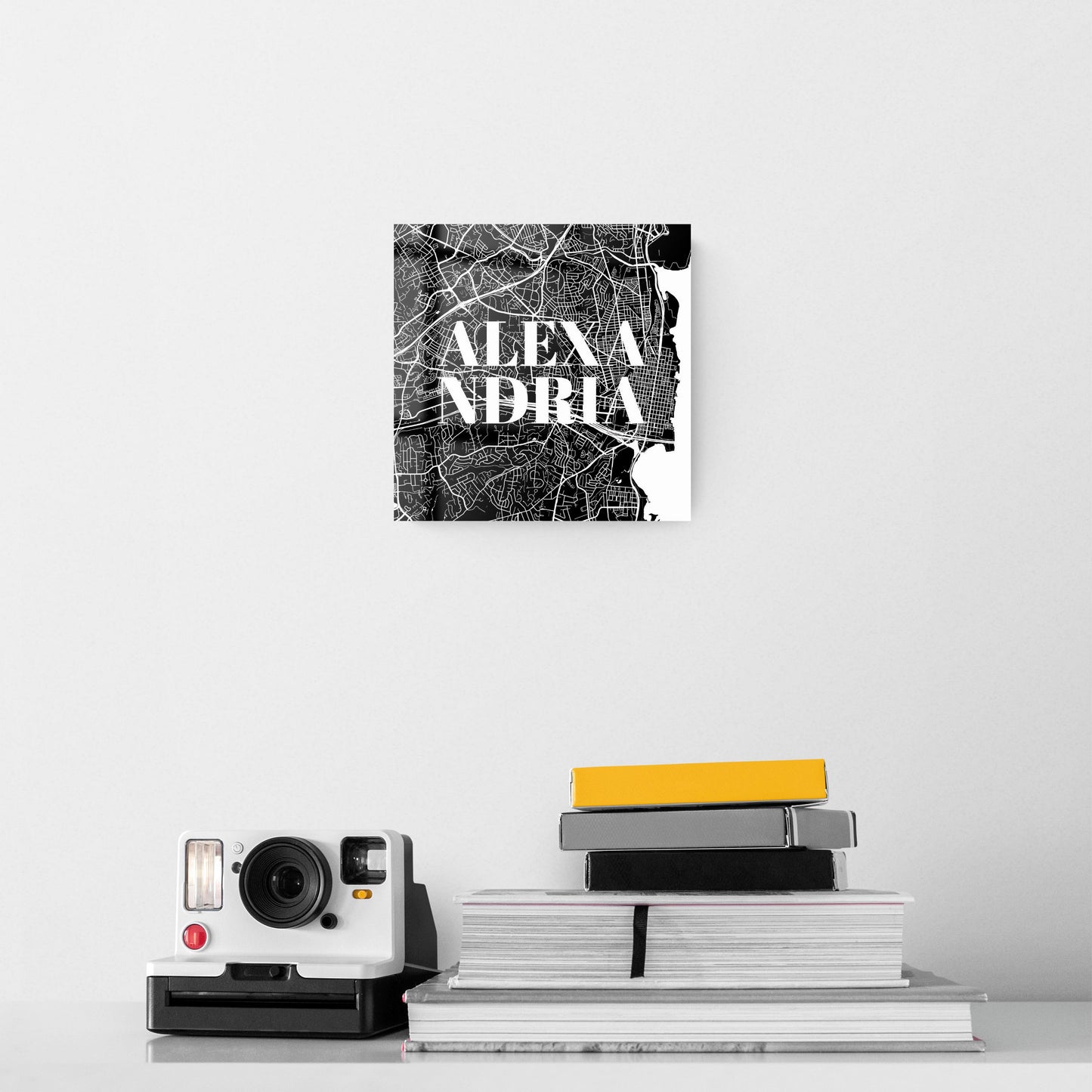 Minimalistic B&W Virginia Alexandria Map | Hi-Def Glass Art | Eaches | Min 2