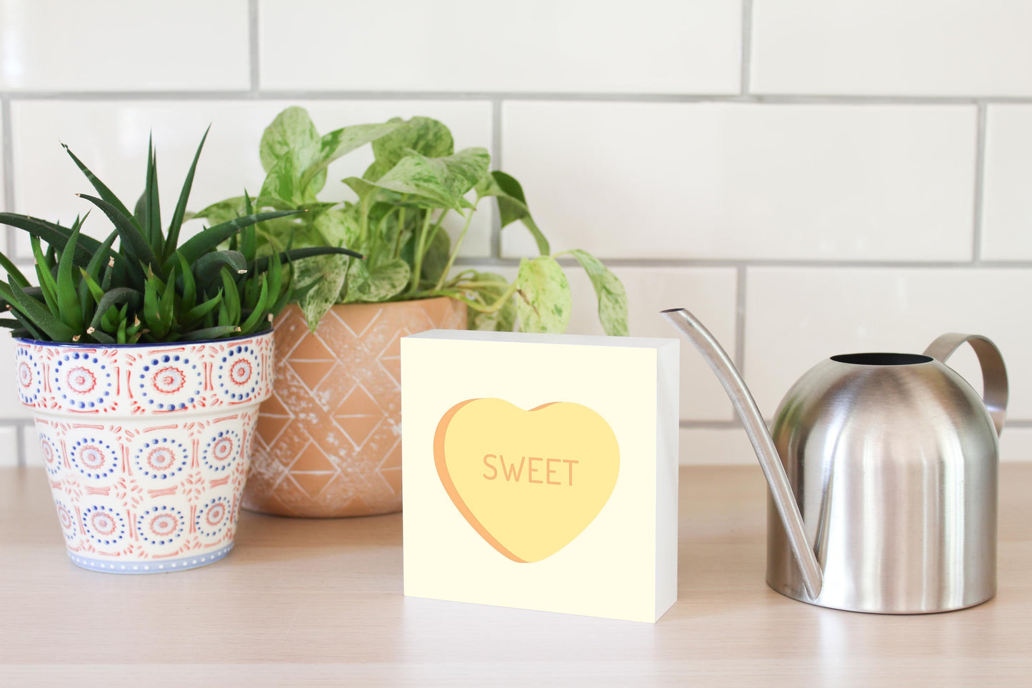 Message Hearts Sweet | Wood Block | Eaches | Min 4