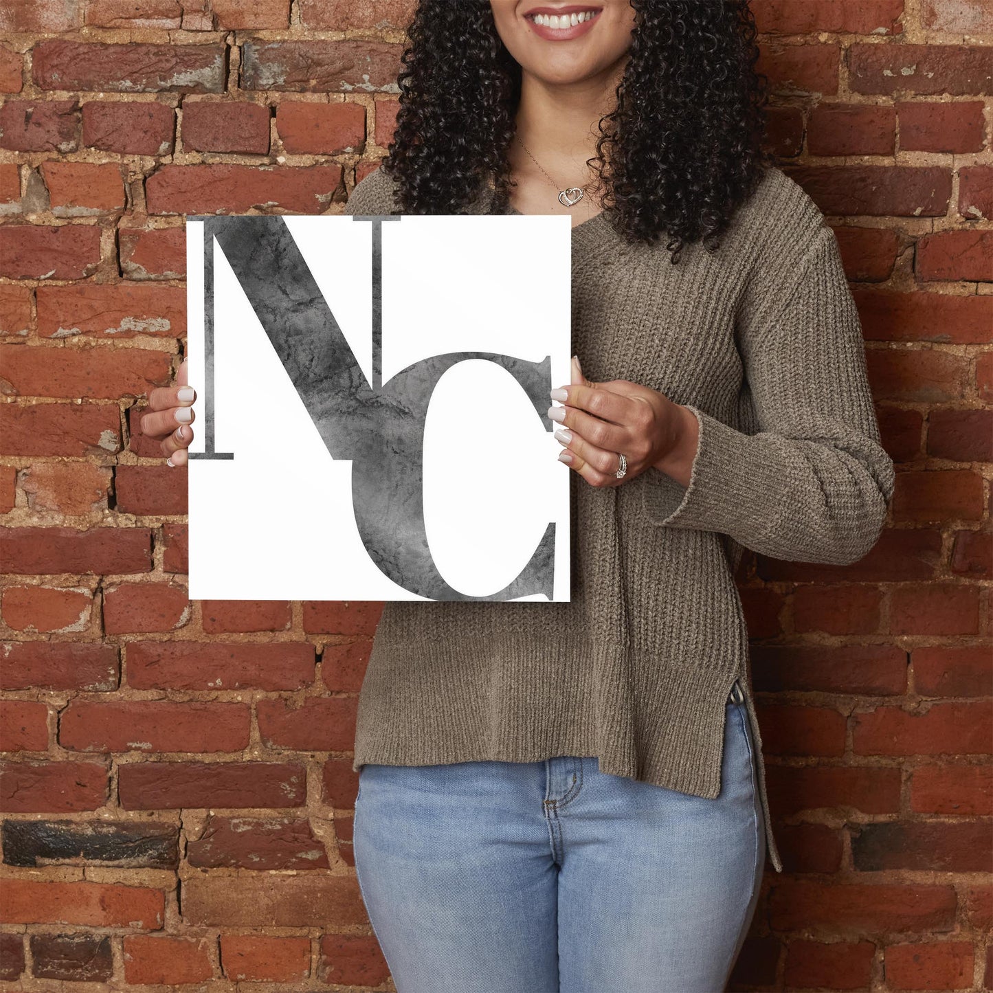 Minimalistic B&W North Carolina White Initials | Hi-Def Glass Art | Eaches | Min 1