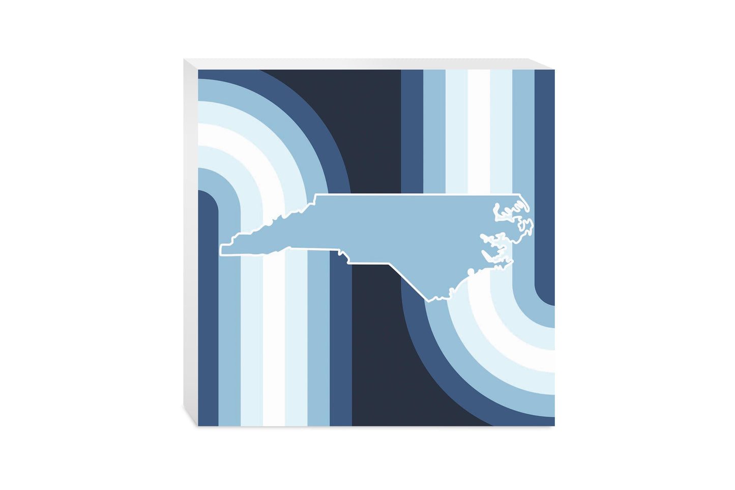 Blue Shades North Carolina State Retro Thick Lines | Wood Block | Eaches | Min 2