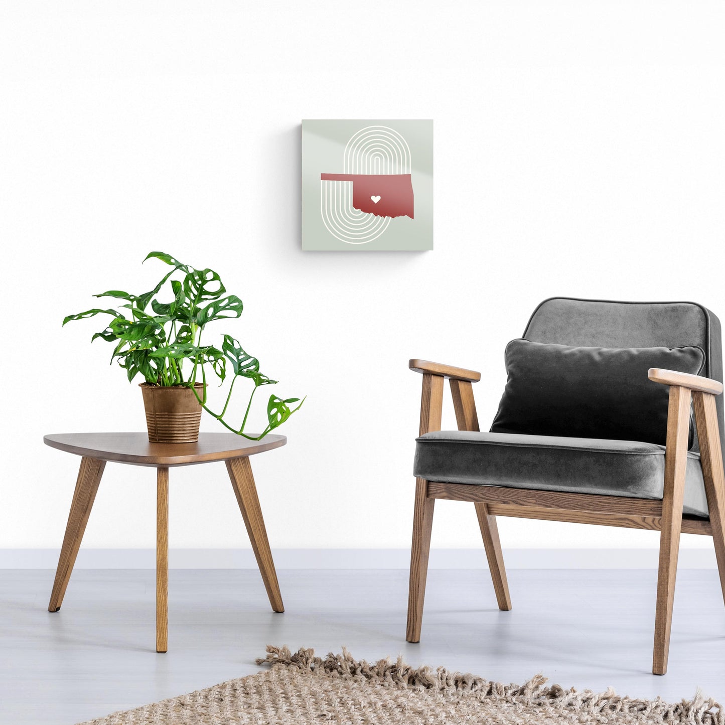 Modern Minimalist Oklahoma Chickasha Heart | Hi-Def Glass Art | Eaches | Min 1