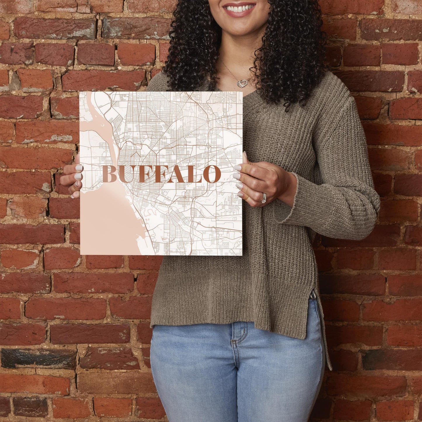 Modern Minimalist New York Buffalo Map | Hi-Def Glass Art | Eaches | Min 1