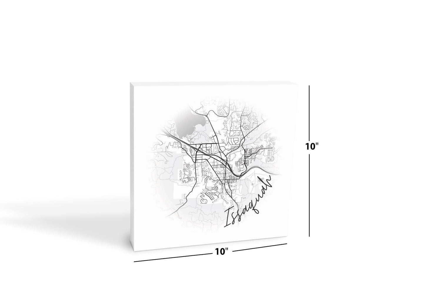 Minimalistic B&W Washington Issaquah Circle Map | Wood Block | Eaches | Min 2