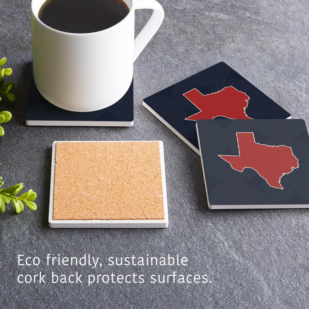 Modern Minimalist Texas Colors Shape| Absorbent Coasters | Set of 4 | Min 2