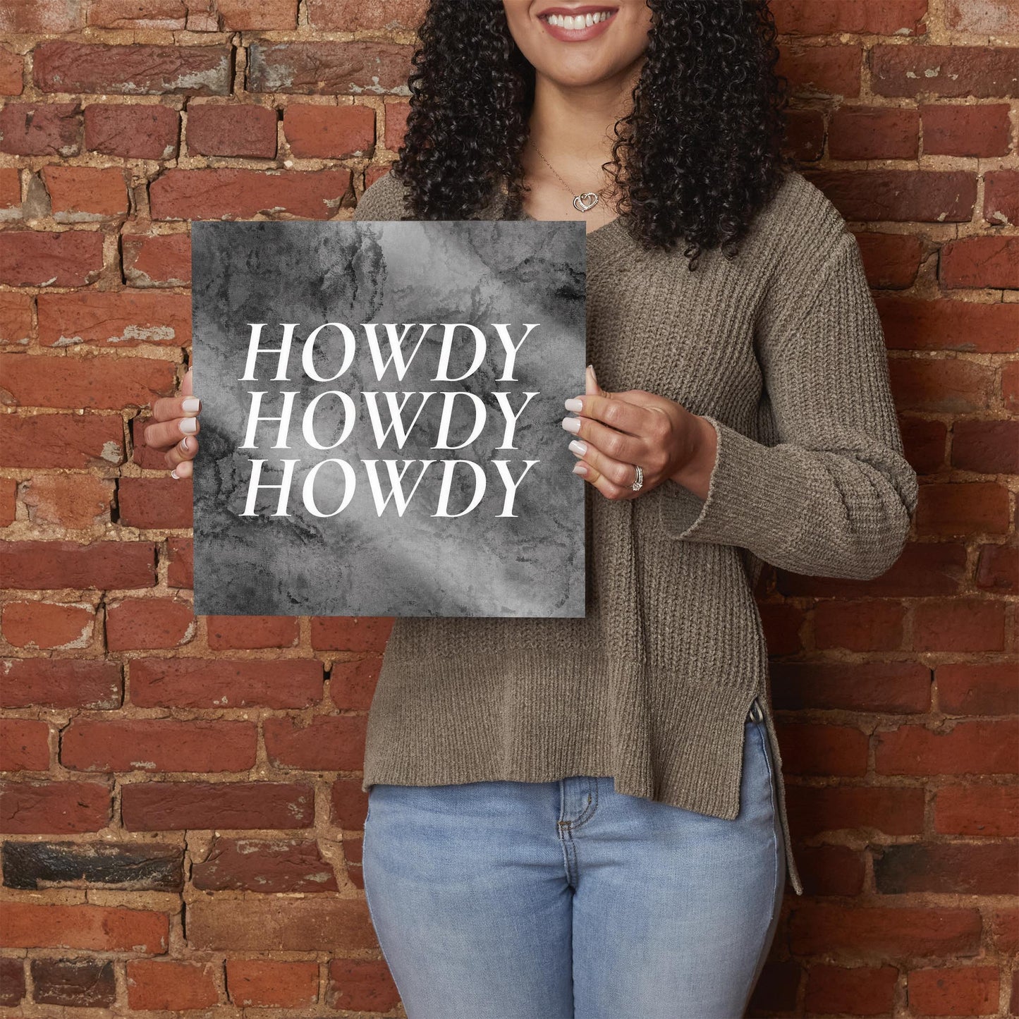 Minimalistic B&W Texas Textured Howdy | Hi-Def Glass Art | Eaches | Min 1