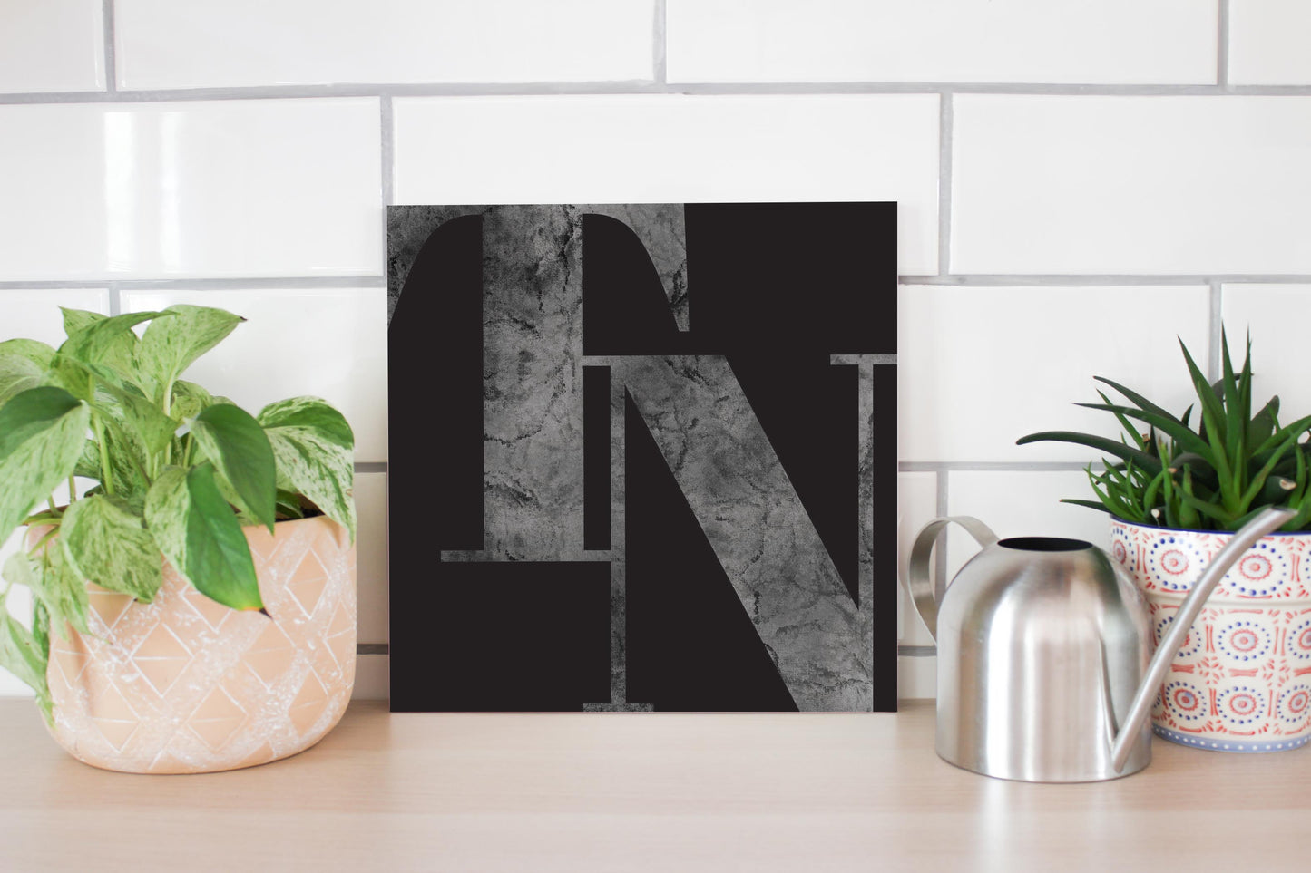 Minimalist B&W Tennessee Black Initials | Wood Sign | Eaches | Min 2