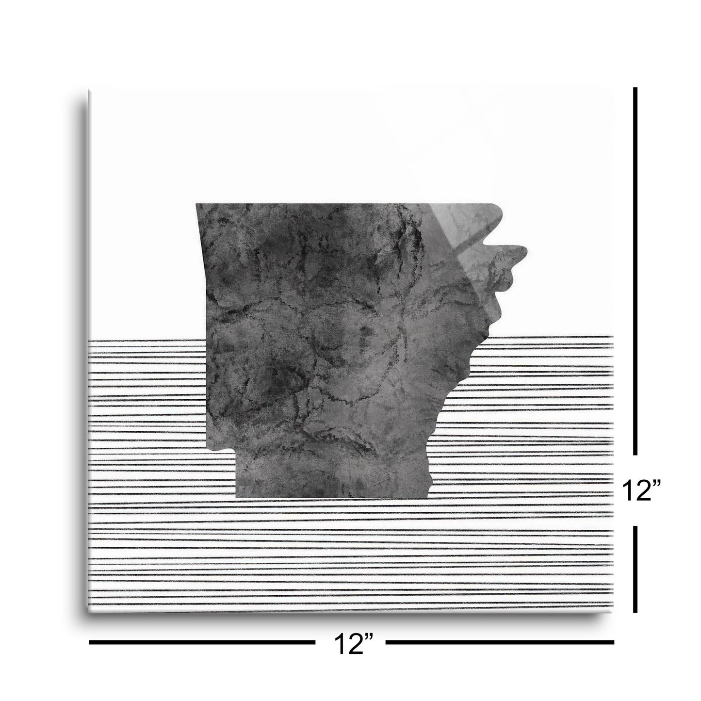 B&W Minimalist Arkansas Lines | Hi-Def Glass Art | Eaches | Min 1