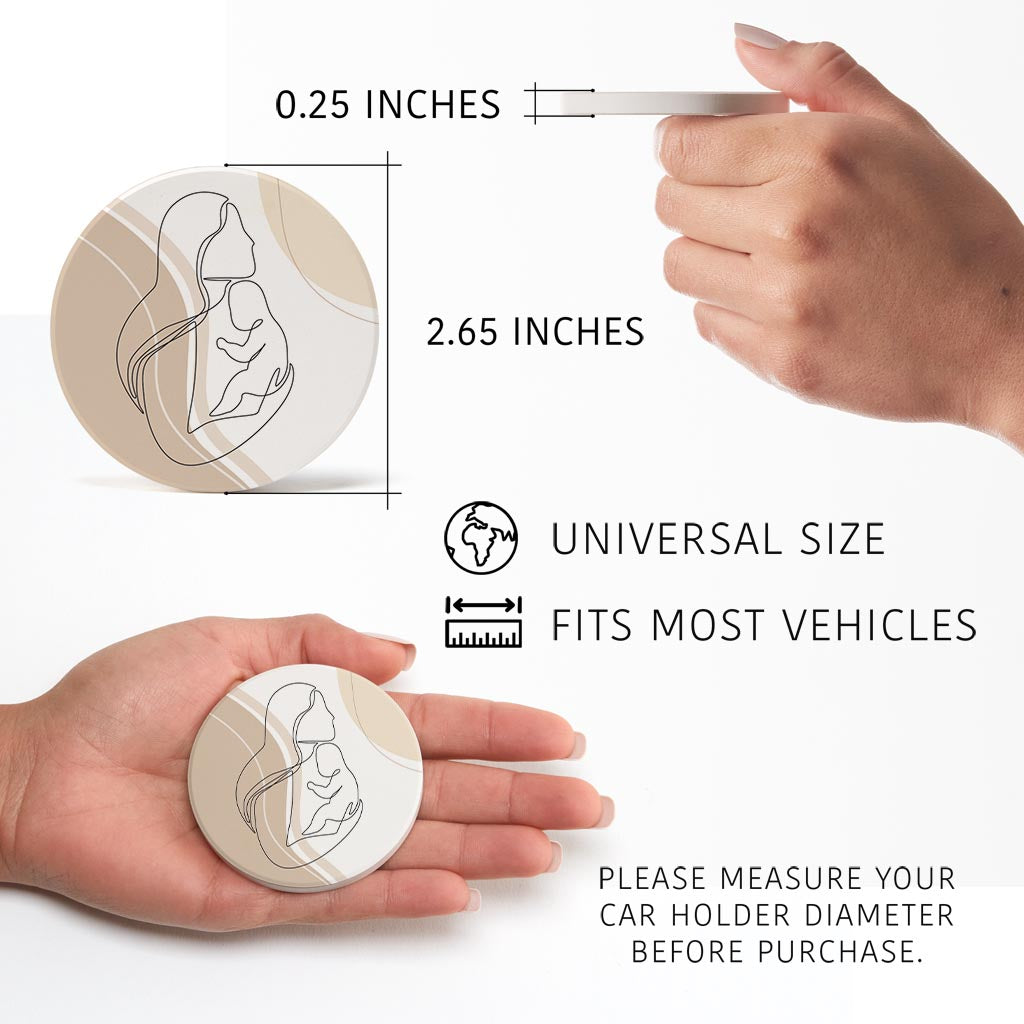 Modern Minimalist Mothers Day Mom Baby | Absorbent Car Coasters | Set of 2 | Min 4