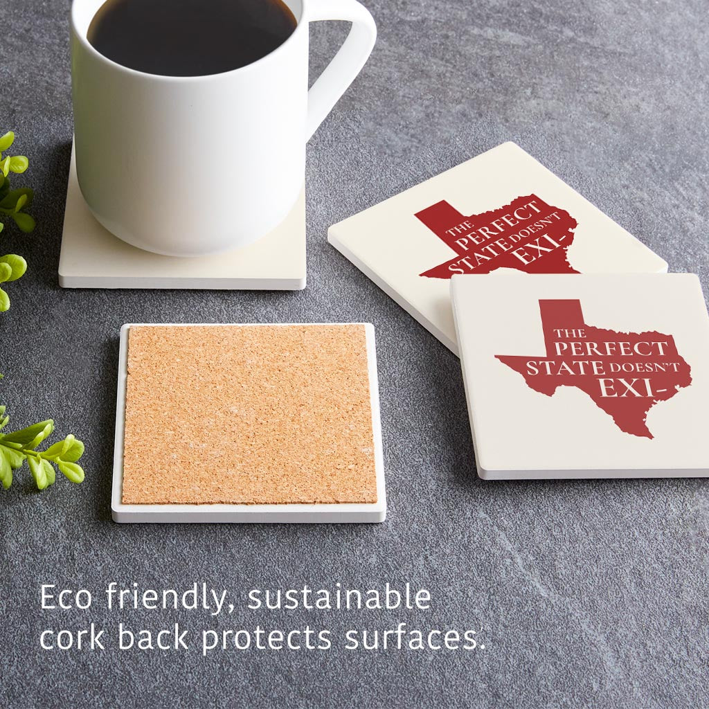 Modern Minimalist Texas Colors Perfect State| Absorbent Coasters | Set of 4 | Min 2