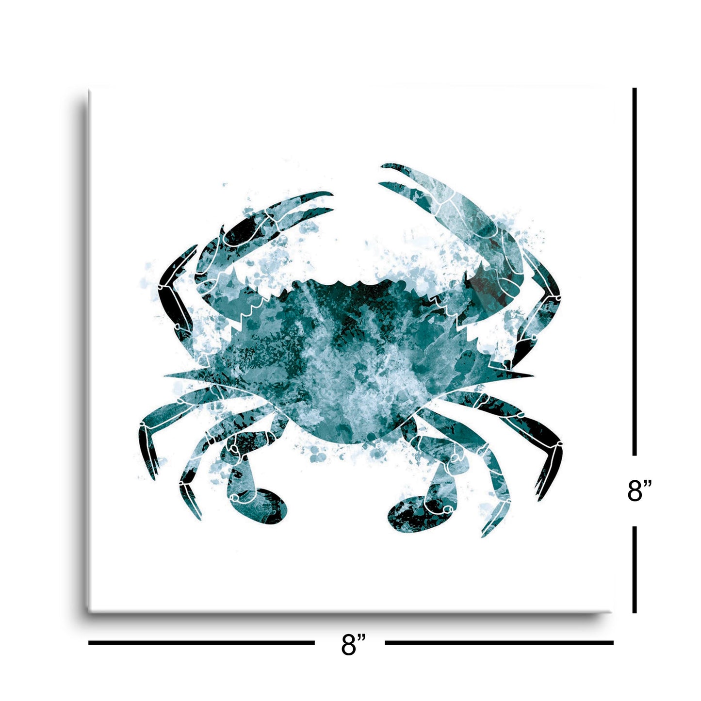 Blue White Water Color Blue Crab | Hi-Def Glass Art | Eaches | Min 2