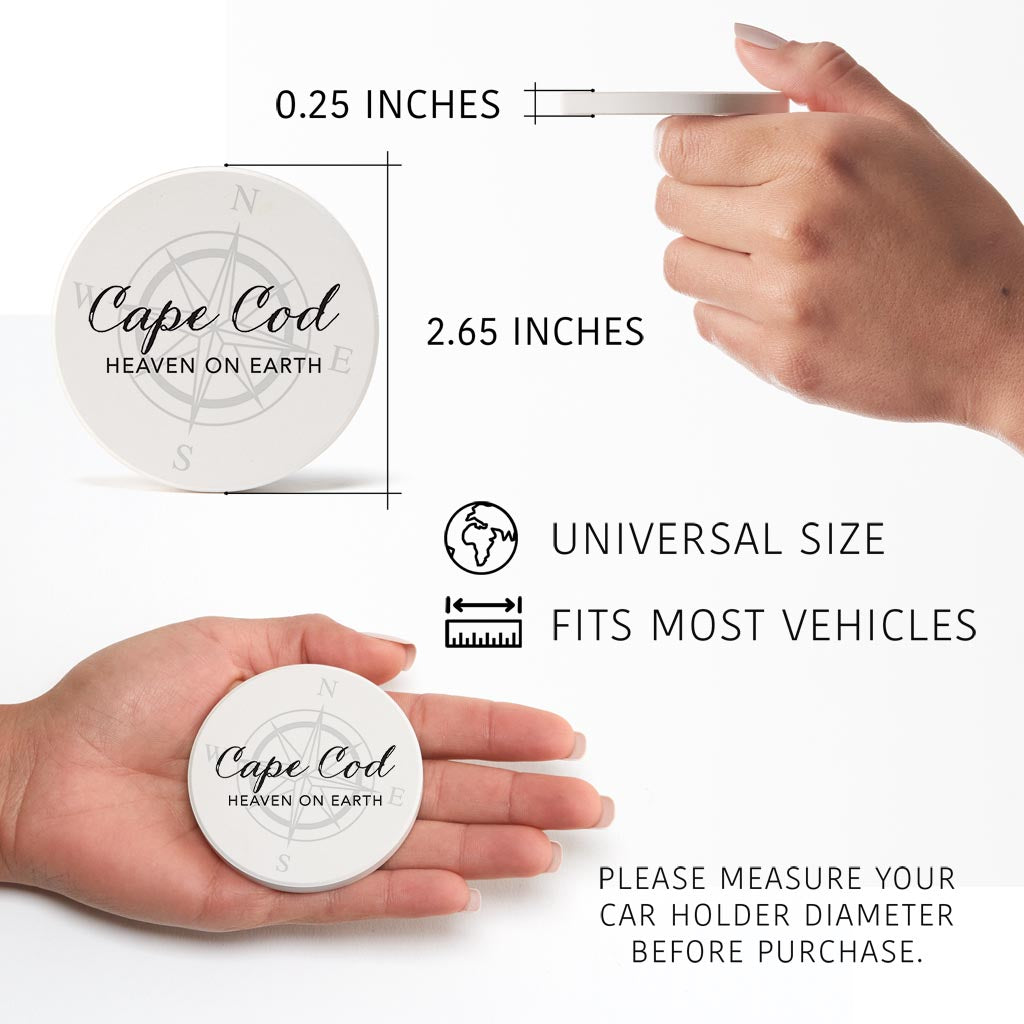 Minimalistic B&W Cape Cod Heaven On Earth | Absorbent Car Coasters | Set of 2 | Min 4
