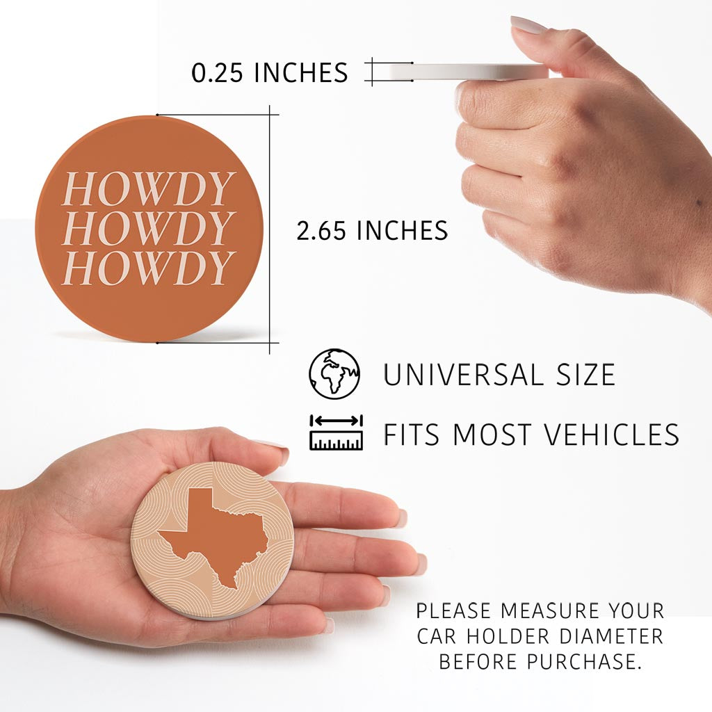 Modern Minimalist Texas Set | Absorbent Car Coasters | Set of 2 | Min 4