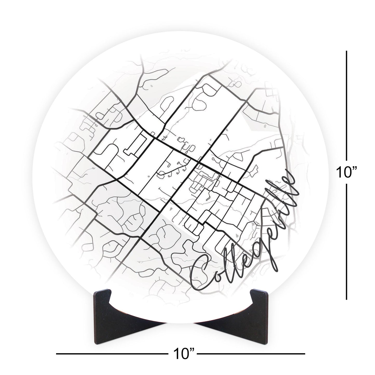 Minimalistic B&W Pennsylvania Collegeville Circle Map | Wood Sign | Eaches | Min 1