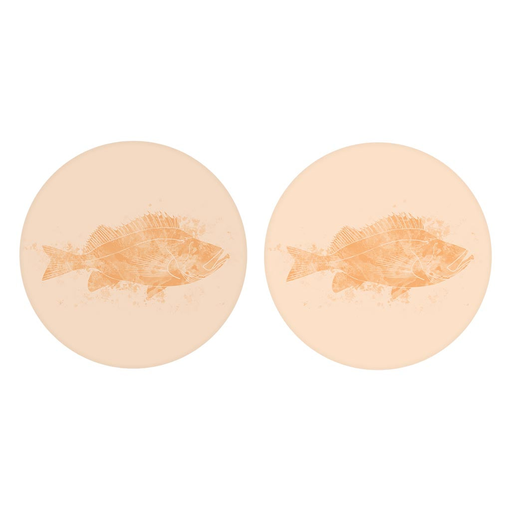 Louisiana Colorful Water Color Red Fish | Absorbent Car Coasters | Set of 2 | Min 4