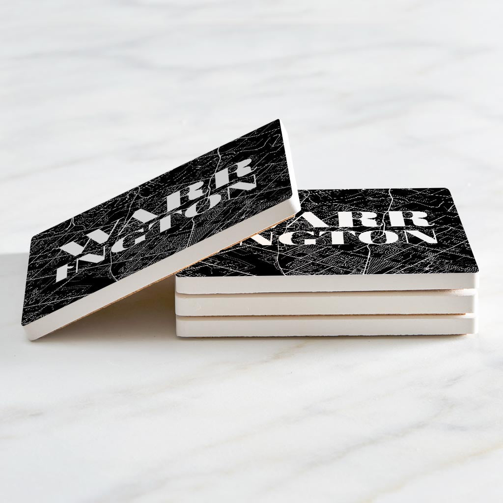 Minimalistic B&W Pennsylvania Warrington Map | Absorbent Coasters | Set of 4 | Min 2