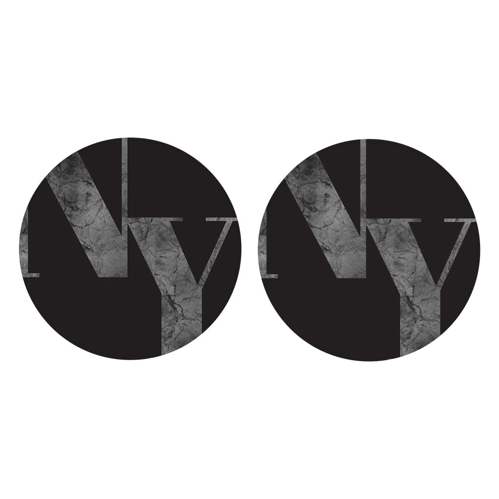 Minimalistic B&W New York Black Initials | Absorbent Car Coasters | Set of 2 | Min 4