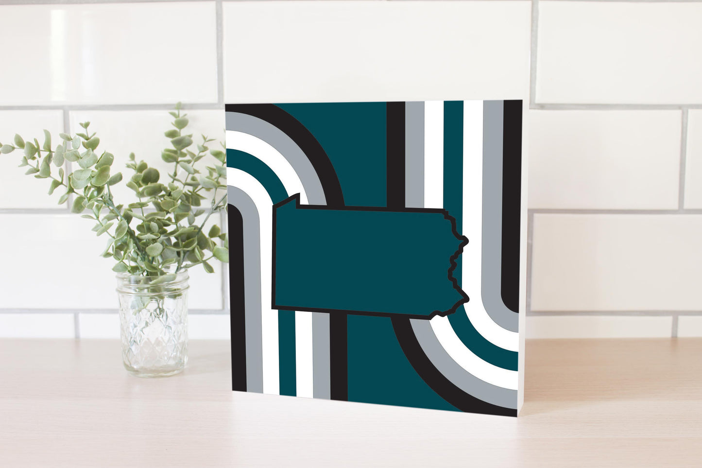 Modern Minimalist Pennsylvania Retro Shape | Wood Block | Eaches | Min 2