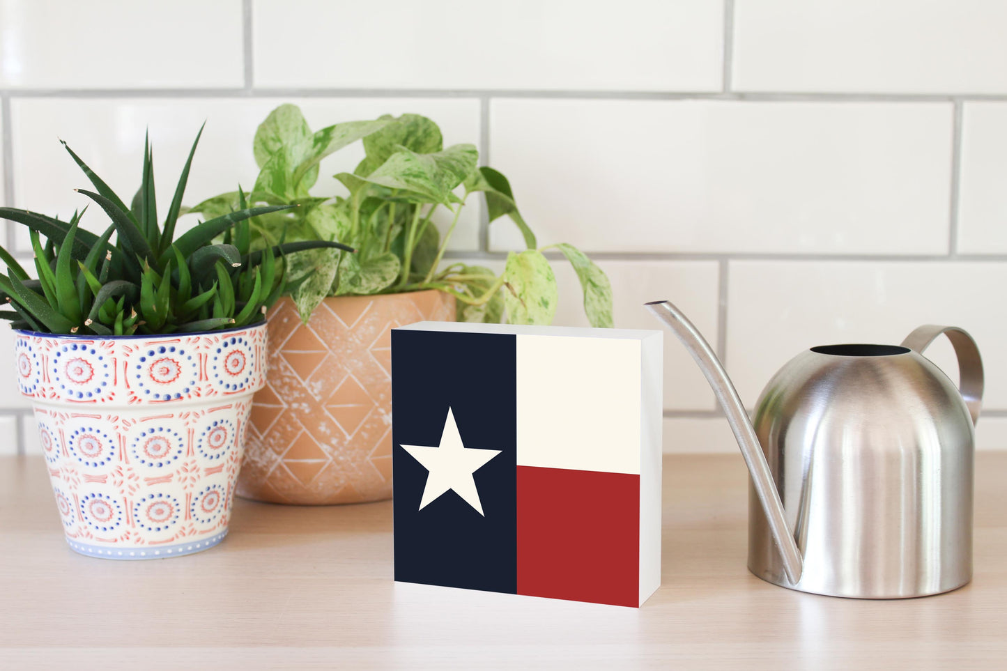 Modern Minimalist Texas Colors Flag | Wood Block | Eaches | Min 4