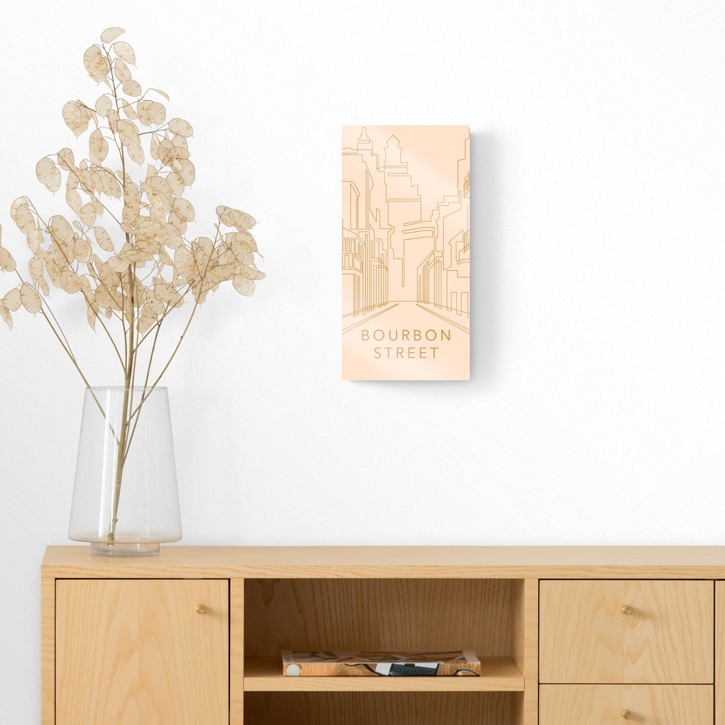 Modern Minimalist Louisiana Bourbon Street Line Drawing | Hi-Def Glass Art | Eaches | Min 2