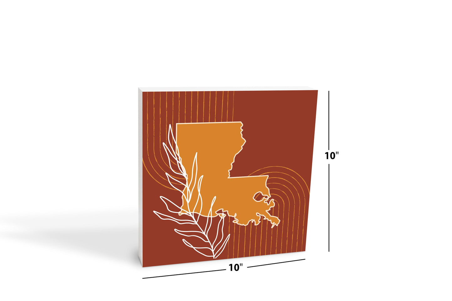 Modern Minimalist Louisiana State Shape With Leaf | Wood Block | Eaches | Min 2