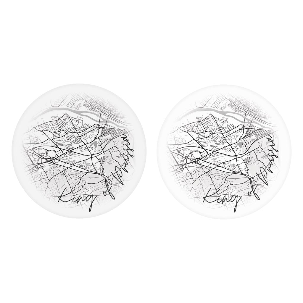 Minimalistic B&W Pennsylvania King Of Prussia Circle Map | Absorbent Car Coasters | Set of 2 | Min 4