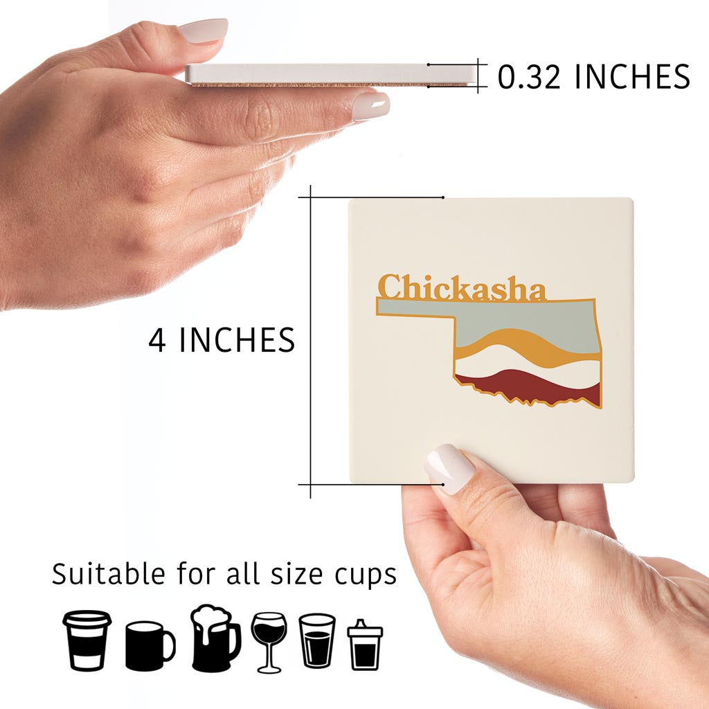 Modern Minimalist Oklahoma State Chickasha | Absorbent Coasters | Set of 4 | Min 2