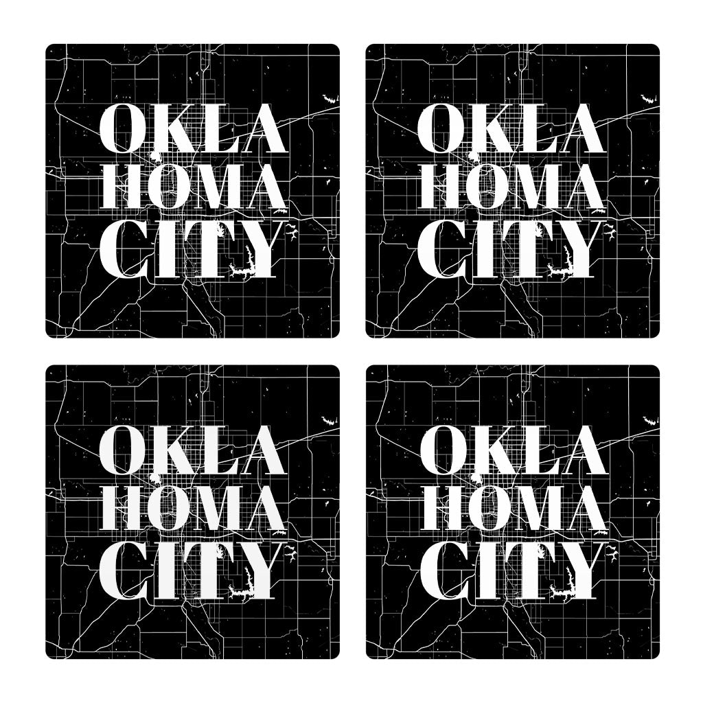 Modern Oklahoma City Map | Absorbent Coasters | Set of 4 | Min 2