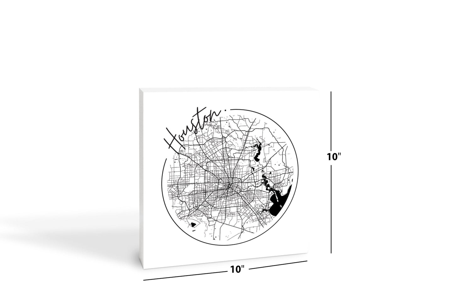 Modern Houston White Round Map | Wood Block | Eaches | Min 2