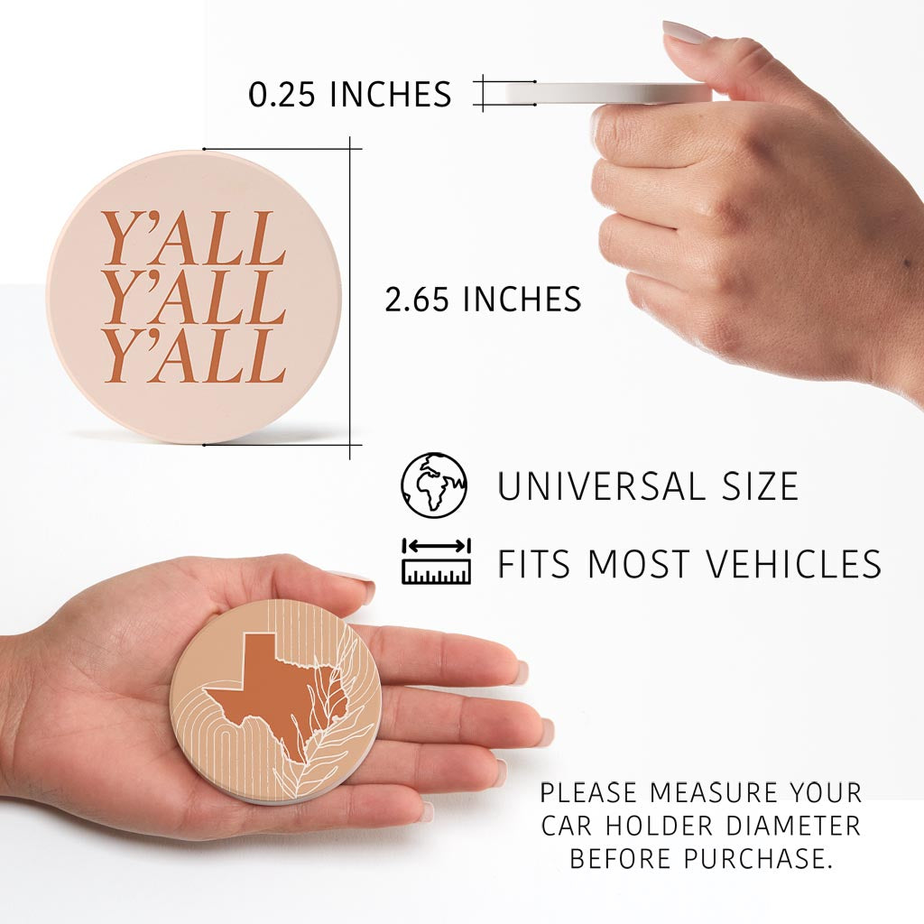 Modern Minimalist Texas Set | Absorbent Car Coasters | Set of 2 | Min 4