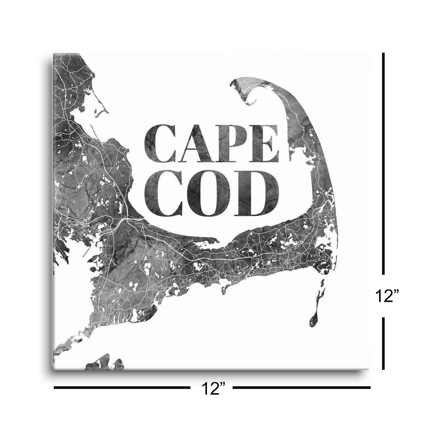 Minimalistic B&W Cape Cod Map | Hi-Def Glass Art | Eaches | Min 1