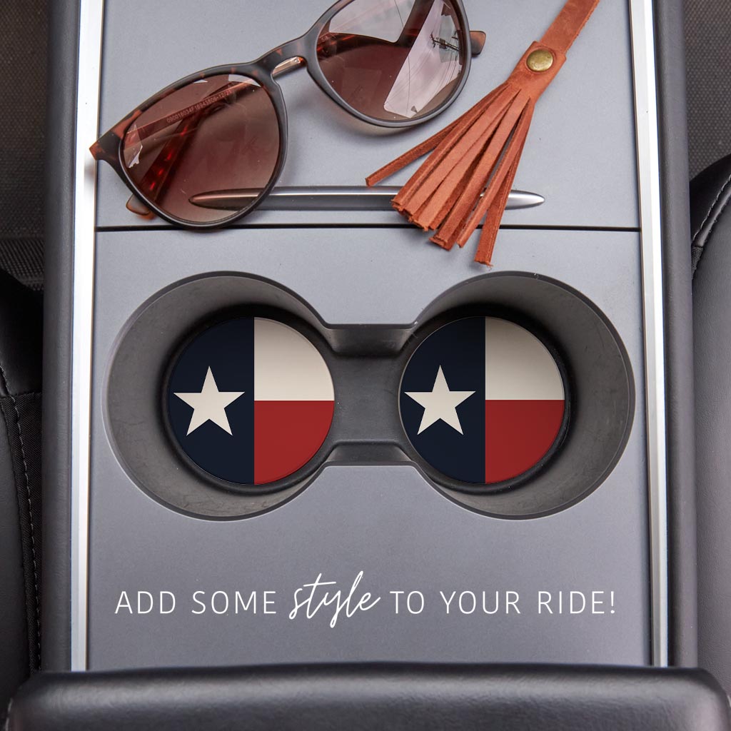 Modern Minimalist Texas Colors Flag | Absorbent Car Coasters | Set of 2 | Min 4