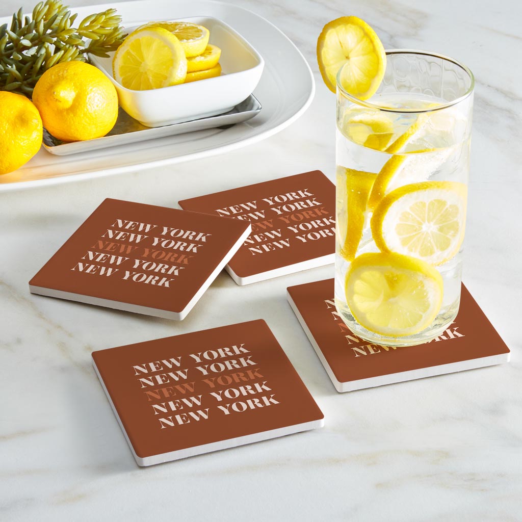 Modern Minimalist New York Repeated Dark | Absorbent Coasters | Set of 4 | Min 2